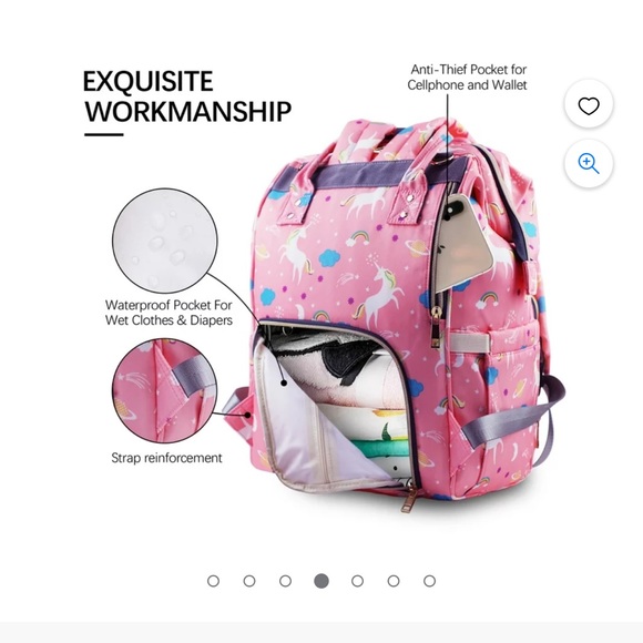 Diaper bag backpack multi compartments pockets double handle zip close - Picture 7 of 7